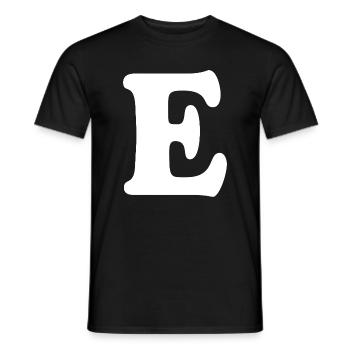 Impression grand style E | Lettre E | E Logo - T-shirt homme - noir - Devant - AI Model Male 178 light (178cm)