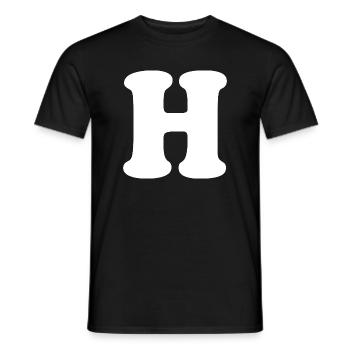 Imprimé grand style H | Lettre H | H Logo - T-shirt homme - noir - Devant - AI Model Male 178 light (178cm)