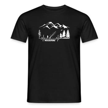 Holzschlag Herzschlag Bergpanorama Holzfäller Herz - Männer T-Shirt - Schwarz - Vorne - AI Model Male 178 light (178cm)