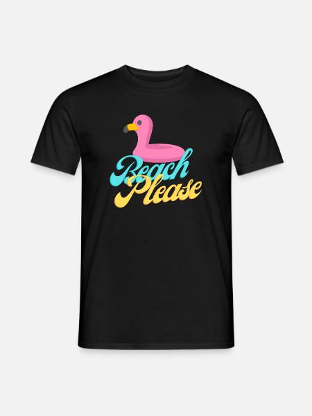 Beach Please Flamingo Retro Tee - Men's T-Shirt - black