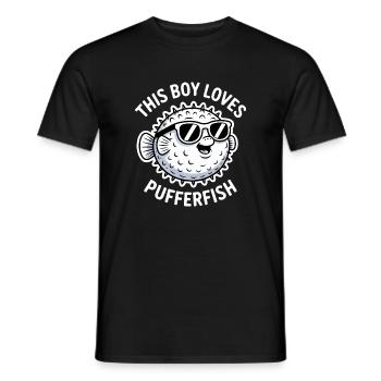 Expressions du poisson-globe : Cadeau amusant du poisson-globe - T-shirt homme - noir - Devant - AI Model Male 178 light (178cm)