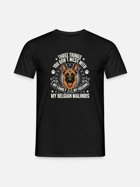 Family Freedom Belgian Malinois Warning - Men's T-Shirt - black
