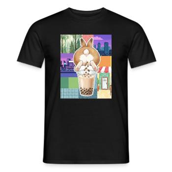 Bubble Tea Boba Drôle de Lapin mignon - T-shirt homme - noir - Devant - AI Model Male 178 light (178cm)