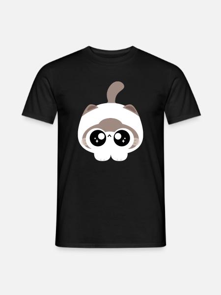 Kawaii Cat with Starry Eyes - Men's T-Shirt - black