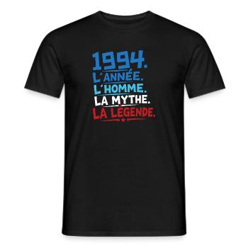 1994 L'année L'homme La Mythe La Légende  - T-shirt homme - noir - Devant - AI Model Male 178 light (178cm)