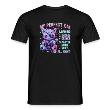 Pastel Goth Soft Goth Gaming Gamer - Men's T-Shirt - black - Front - AI Model Male 178 light (178cm)