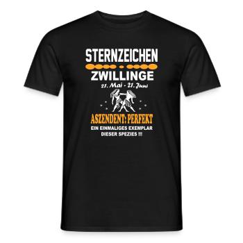 Sternzeichen Zwillinge – Aszendent Perfekt - Männer T-Shirt - Schwarz - Vorne - AI Model Male 178 light (178cm)