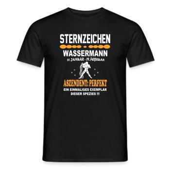 Sternzeichen Wassermann Ascendent Perfekt - Männer T-Shirt - Schwarz - Vorne - AI Model Male 178 light (178cm)