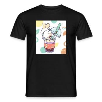Bubble Tea Boba Drôle de Lapin mignon - T-shirt homme - noir - Devant - AI Model Male 178 light (178cm)