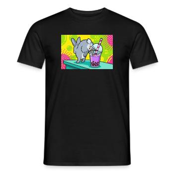 Bubble Tea Boba Drôle de Lapin mignon - T-shirt homme - noir - Devant - AI Model Male 178 light (178cm)