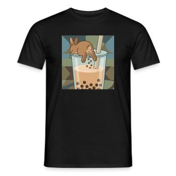 Bubble Tea Boba Drôle de Lapin mignon - T-shirt homme - noir - Devant - AI Model Male 178 light (178cm)
