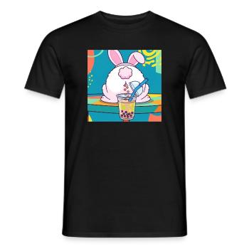 Bubble Tea Boba Drôle de Lapin mignon - T-shirt homme - noir - Devant - AI Model Male 178 light (178cm)