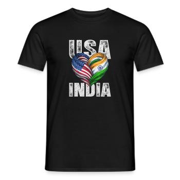 Heart of the USA and India - Men's T-Shirt - black - Front - AI Model Male 178 light (178cm)