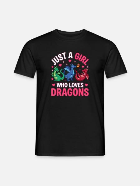 Nur ein drachenliebendes Mädchen - Männer T-Shirt - Schwarz