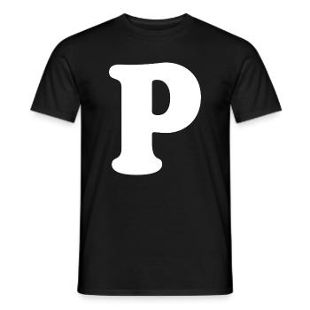 Impression en grand style P | Lettre P | P Logo - T-shirt homme - noir - Devant - AI Model Male 178 light (178cm)