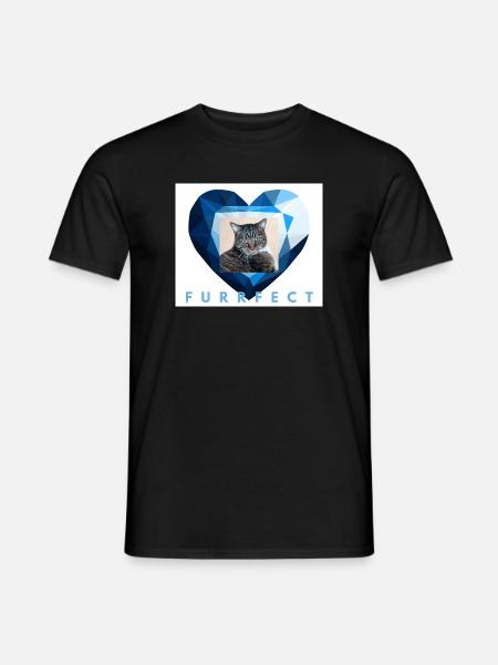 Furrfect Blue Diamond Heart Tabby-Katzen-Ästhetik - Männer T-Shirt - Schwarz