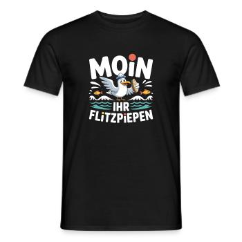 Moin Ihr Flitzpiepen Norddeutsch Hamburg Büro Moin - Männer T-Shirt - Schwarz - Vorne - AI Model Male 178 light (178cm)
