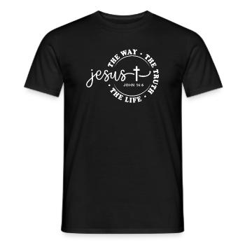 Jesus Way Truth Life Circle Design Faith God - Men's T-Shirt - black - Front - AI Model Male 178 light (178cm)