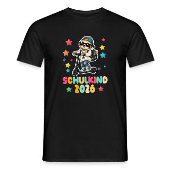 Einschulung Schulkind 2026 Junge Mädchen Faultier - Männer T-Shirt - Schwarz - Vorne - AI Model Male 178 light (178cm)