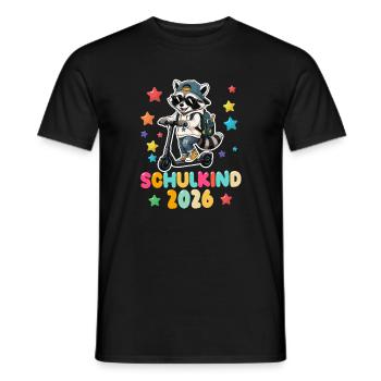 Einschulung Schulkind 2026 Junge Mädchen Waschbär - Männer T-Shirt - Schwarz - Vorne - AI Model Male 178 light (178cm)