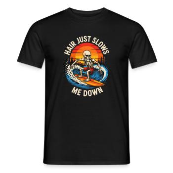 Les cheveux me ralentissent juste Squelette Surfeur chauve - T-shirt homme - noir - Devant - AI Model Male 178 light (178cm)