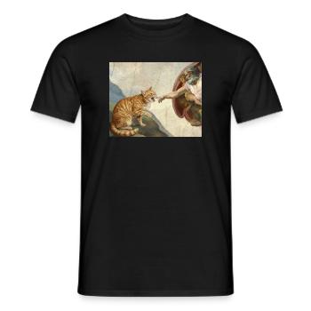 Chat gifle la main de Dieu Mème des chats drôles - T-shirt homme - noir - Devant - AI Model Male 178 light (178cm)