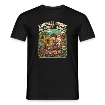 La gentillesse fait pousser les fleurs les plus fraîches - T-shirt homme - noir - Devant - AI Model Male 178 light (178cm)