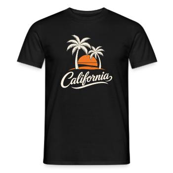 Coucher de soleil californien avec palmiers rétro - T-shirt homme - noir - Devant - AI Model Male 178 light (178cm)