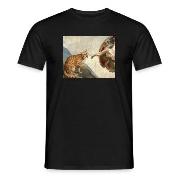 Chat gifle la main de Dieu Mème des chats drôles - T-shirt homme - noir - Devant - AI Model Male 178 light (178cm)