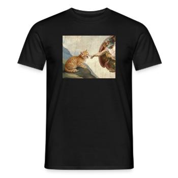 Chat gifle la main de Dieu Mème des chats drôles - T-shirt homme - noir - Devant - AI Model Male 178 light (178cm)