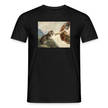 Chat gifle la main de Dieu Mème des chats drôles - T-shirt homme - noir - Devant - AI Model Male 178 light (178cm)