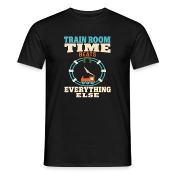 Zugzimmer Modellbahn Modellbahn Papa Geschenk - Männer T-Shirt - Schwarz - Vorne - AI Model Male 178 light (178cm)