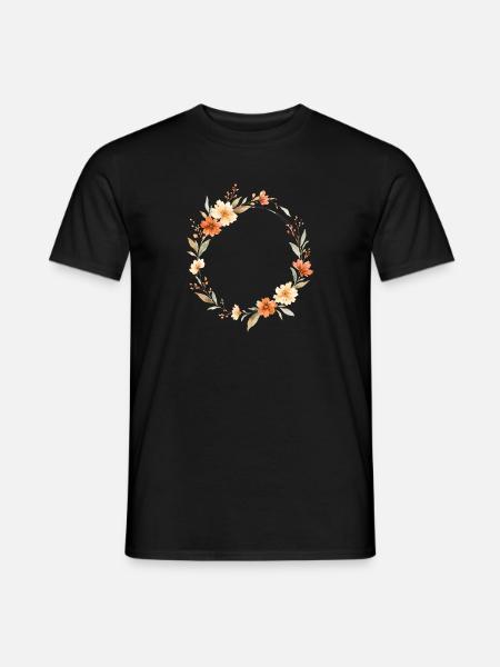 Boho Floral Wreath Personalizable - Men's T-Shirt - black