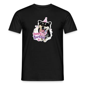 Happy Barkday Finnish Lapphund - Men's T-Shirt - black - Front - AI Model Male 178 light (178cm)