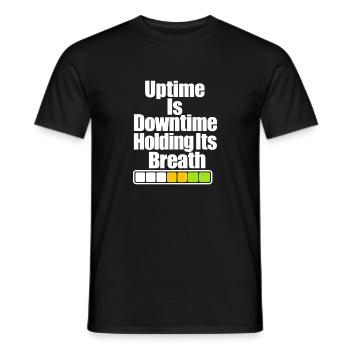 Blague drôle sur le temps de disponibilité de l’administrateur système, humour serveur IT - T-shirt homme - noir - Devant - AI Model Male 178 light (178cm)
