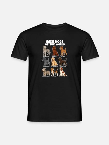Irish Dog Breeds Cute Cartoon Diagram - Men's T-Shirt - black