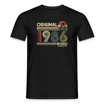 Anniversaire rétro vintage vintage original de 1986 - T-shirt homme - noir - Devant - AI Model Male 178 light (178cm)