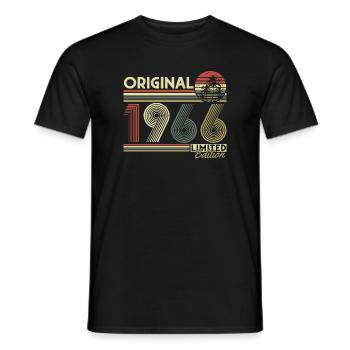 Anniversaire original vintage rétro vintage de 1966 - T-shirt homme - noir - Devant - AI Model Male 178 light (178cm)