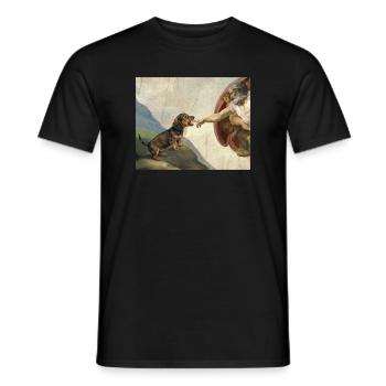 Dog God Hand Dachshund Dogs meme - Men's T-Shirt - black - Front - AI Model Male 178 light (178cm)