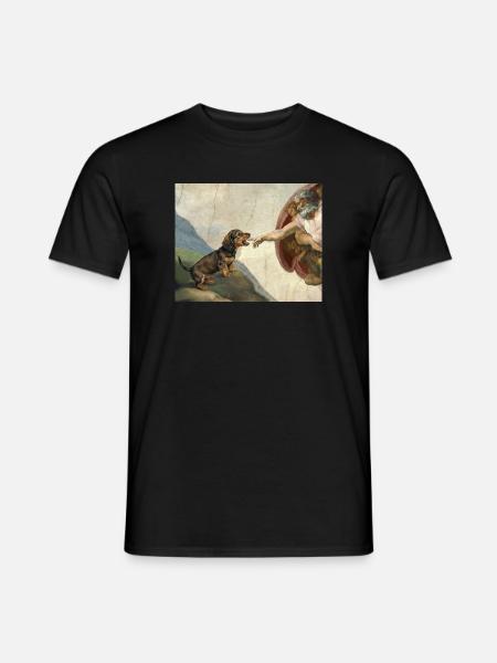 Dog God Hand Dachshund Dogs meme - Men's T-Shirt - black