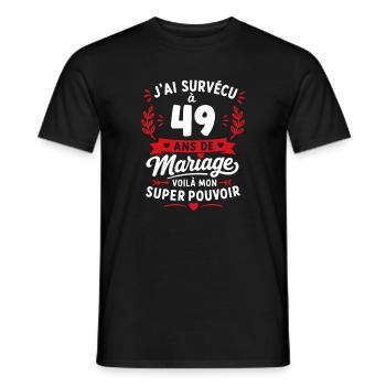 49 Ans de Mariage: Super Pouvoir - T-shirt homme - noir - Devant - AI Model Male 178 light (178cm)