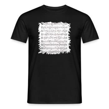 Schwarzweiß Notenblatt mit Rand - Männer T-Shirt - Schwarz - Vorne - AI Model Male 178 light (178cm)
