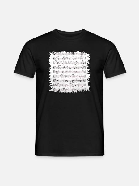Schwarzweiß Notenblatt mit Rand - Männer T-Shirt - Schwarz