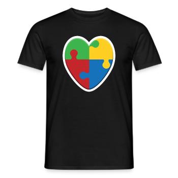 Puzzle du cœur de l’autisme - T-shirt homme - noir - Devant - AI Model Male 178 light (178cm)