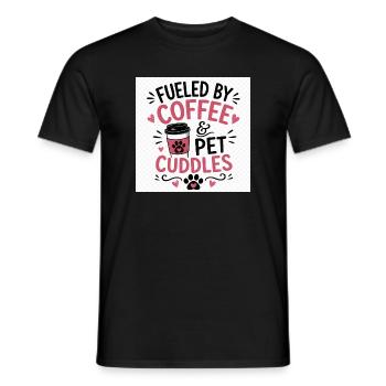 Kaffee, Pfoten und Kuschelzeit - Männer T-Shirt - Schwarz - Vorne - AI Model Male 178 light (178cm)