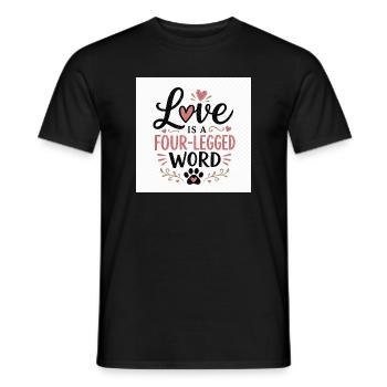 Liebe ist ein Vierbein Wort - Männer T-Shirt - Schwarz - Vorne - AI Model Male 178 light (178cm)