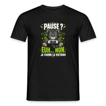 Pause Äh Nein, Ich Farm Den Sieg Katze Gamer - Männer T-Shirt - Schwarz - Vorne - AI Model Male 178 light (178cm)
