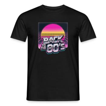 Return of the 80s Neon Sun - Men's T-Shirt - black - Front - AI Model Male 178 light (178cm)
