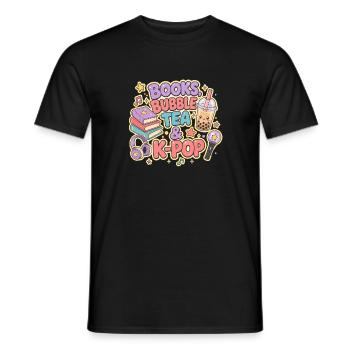Livres, bubble tea et K-Pop - T-shirt homme - noir - Devant - AI Model Male 178 light (178cm)