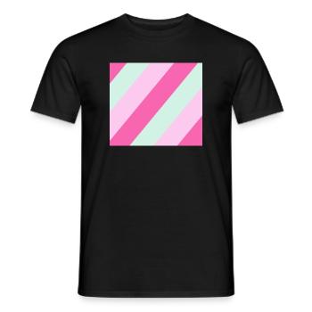 Cascade de bandes diagonales pastel - T-shirt homme - noir - Devant - AI Model Male 178 light (178cm)